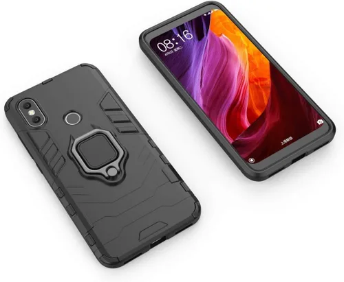 Vista 4 de LuluMain - Funda compatible con Xiaomi Mi A2, soporte de anillo de metal a prueba de golpes (funciona con soporte magnético para automóvil)