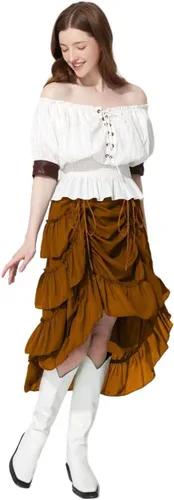 Vista 5 de PHOACE Falda pirata steampunk para mujer, faldas renacentistas