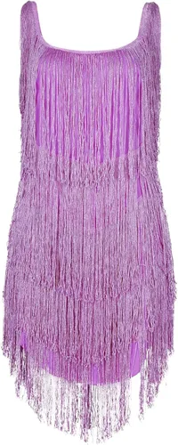 Vista 7 de TWGONE Vestido de lentejuelas para mujer, vestido de fiesta con flecos, tirantes delgados, entallado, sexy, para club, noche, fiesta, baile