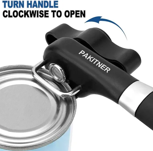 Vista 3 de PAKITNER - Abrelatas de corte seguro, abrelatas de borde liso - Perilla de mano de fácil giro, abrelatas manual, borde liso ergonómico, herramienta