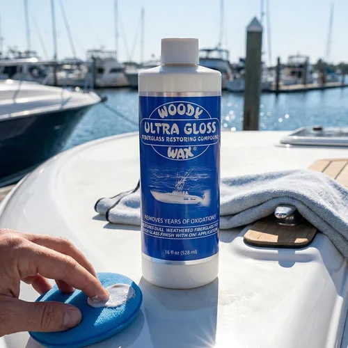 Vista 6 de Woody Wax Compuesto restaurador ultra brillante, removedor de oxidación y restauración de fibra de vidrio de grado profesional para barcos y yates