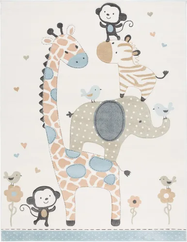 Vista 20 de SAFAVIEH Carousel Kids Collection - Alfombra decorativa de 2 x 3 pies, color marfil, diseño animal, no desprende pelusa y de fácil cuidado, ideal