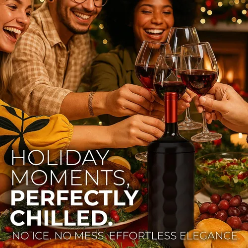 Vista 6 de Enfriador de vino premium - Enfriador de botella de acero inoxidable de 750ml, de doble pared y aislado al vacío - Mantiene el vino frío por más