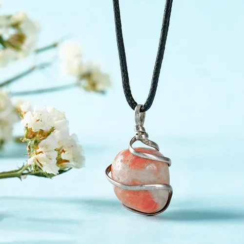 Vista 105 de PYOR Collar con colgante curativo de Reiki de cristal, gemas de buena suerte, prosperidad, riqueza, piedras preciosas naturales, collares de buena