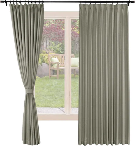 Vista 16 de Frelement Cortinas opacas de lino natural, paneles de cortinas plisadas para sala de estar, cortinas con aislamiento térmico, 52 pulgadas de ancho x