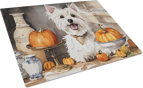 Vista 52 de Caroline's Treasures DAC1720LCB Affenpinscher - Tabla de cortar de vidrio con calabazas para cocina de otoño, grande, decorativa, de vidrio