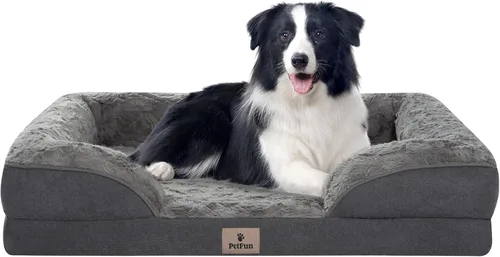 Vista 30 de Cama Sofá Ortopédica para Perros de Tamaño Grande con Soporte de Espuma de Huevo, Cojines Reforzados de Cuatro Lados, Tela Suave Resistente al