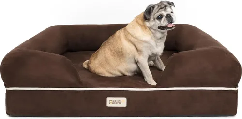 Vista 19 de Friends Forever - Cama ortopédica para perros medianos, cama de espuma viscoelástica impermeable para perros M con funda extraíble y lavable, gris