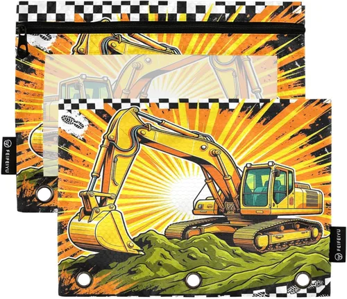 Vista 30 de Gredecor Estuche para lápices con 3 anillos con purpurina azul y rosa con cremallera, 2 unidades, organizador transparente para carpeta escolar