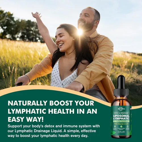 Vista 7 de Gotas líquidas de drenaje linfático liposomal, suplemento de apoyo linfático con raíz de diente de león, cuchillas, equinácea, caléndula