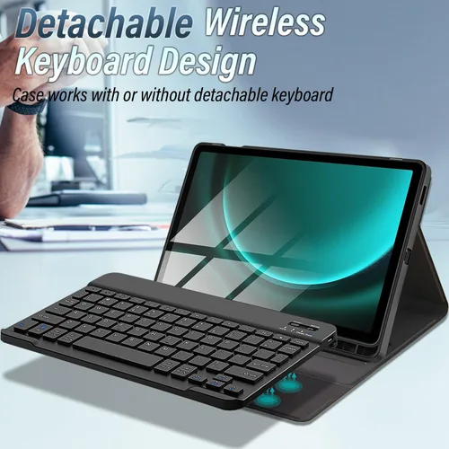 Vista 3 de Funda de teclado con protector de pantalla para Samsung Galaxy Tab S10 FE/ S9 FE 5G 10.9 pulgadas/Tab S9 11 pulgadas con soporte para S Pen