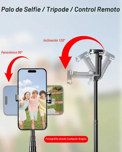 Vista 3 de CAMBOFOTO Trípode para teléfono 2 en 1, palo para selfie, control remoto extensible de 68 pulgadas