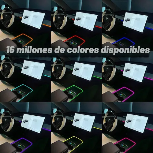 Vista 3 de Luces de interior para coche Tesla Model 3 Model Y, kits de luces RGB de neón con APP y control remoto, accesorios de iluminación ambiental Tesla