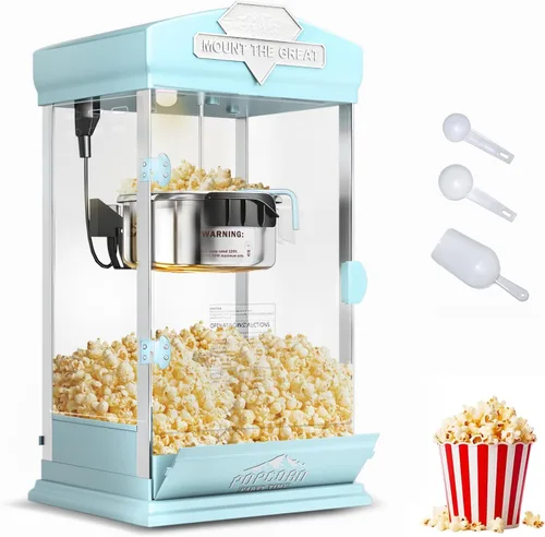 Vista 10 de Máquina de palomitas de maíz de 8 onzas con carro, máquina para hacer maíz con ruedas y hervidor de acero inoxidable que hace hasta 32 tazas