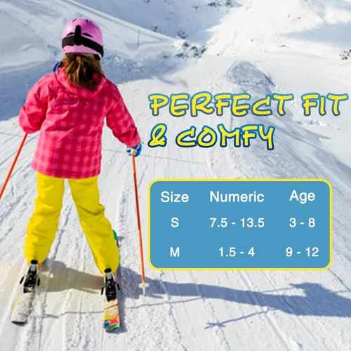 Vista 6 de Aaronano Calcetines de esquí de lana merino para niños calcetines térmicos de invierno para patinaje de nieve para niñas y niños pequeños 2 pares