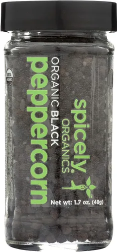 Vista 5 de Spicely Organic Peppercorn Black Entero Tarro de 1.70 onzas certificado sin gluten