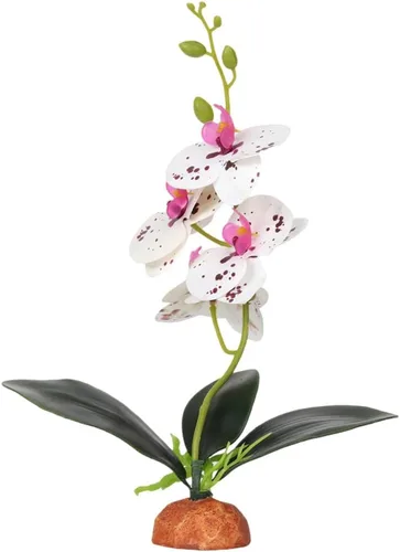 Vista 8 de Orquídeas falsas radiantes, decoración de tanque floral de terrario de reptiles estéticos