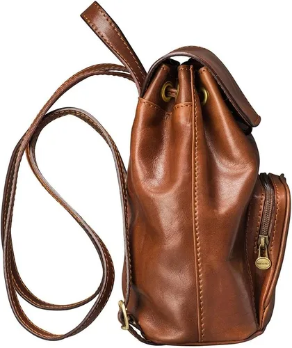 Vista 2 de Maxwell Scott Womens Quality Leather Small Rucksack The Popolo Handmade In Italy Chestnut Tan Brown