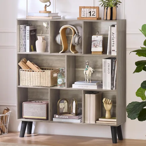 Vista 49 de LEYAOYAO Estantería de 5 cubos de 3 niveles con patas, estante negro menta para libros para niños, bonito organizador de almacenamiento, estantes