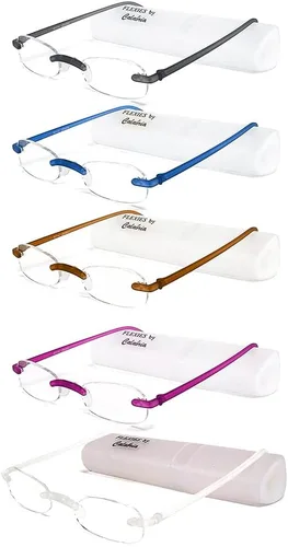 Vista 14 de Calabria 714 Anteojos de lectura sin montura con lentes transparentes, color carbón, lentes de lectura para hombres y mujeres, lectores