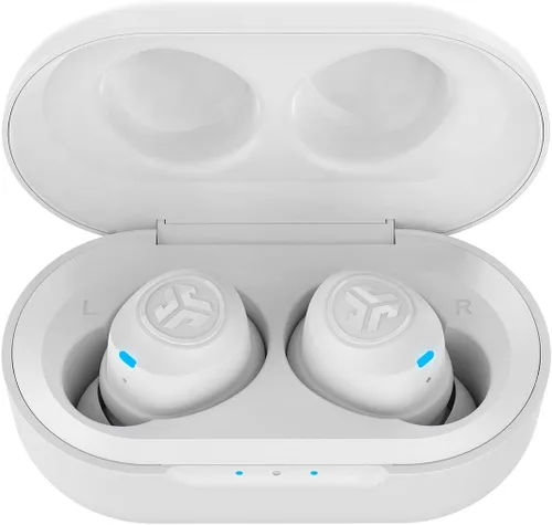 Vista 2 de JLab JBuds Air True Auriculares inalámbricos Bluetooth + funda de carga, blanco, resistencia al sudor IP55, conexión Bluetooth 5.0, firma de 3