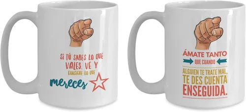 Vista 3 de Regalo para amigos Taza de cafe para hermana Perfecto regalo para graduados, profesionales y estudiantes Vaso con afirmaciones positivas