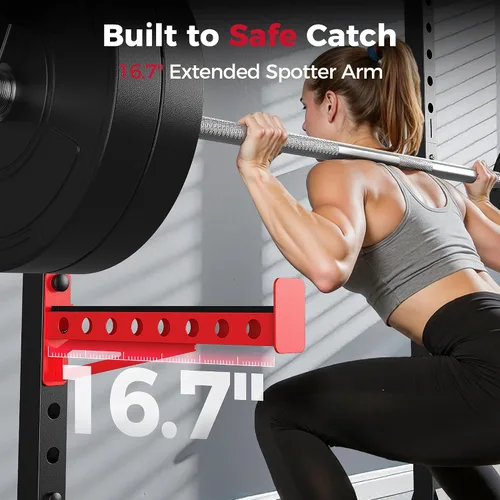 Vista 4 de FLYBIRD SR1 - Estante para sentadillas con barra de dominadas, estante de potencia multifuncional ajustable, soporte de sentadillas de ancho