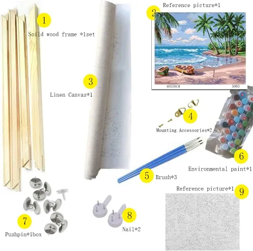 Vista 5 de Tucocoo Kits de pintura por números de flores de equinácea con pinceles y pigmento acrílico sobre lienzo para adultos, hermoso proyecto