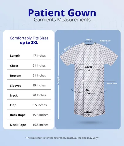 Vista 2 de Utopia Care Unisex Hospital Gowns, Patient Gowns with Back Tie for Men and Women, Comfortably Fits Sizes up to 2XL