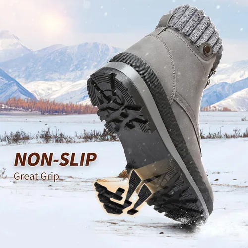 Vista 4 de BABUDOG Botines impermeables para mujer para exteriores (sin suela antideslizante), botas de combate de moda con cremallera lateral, botas de nieve