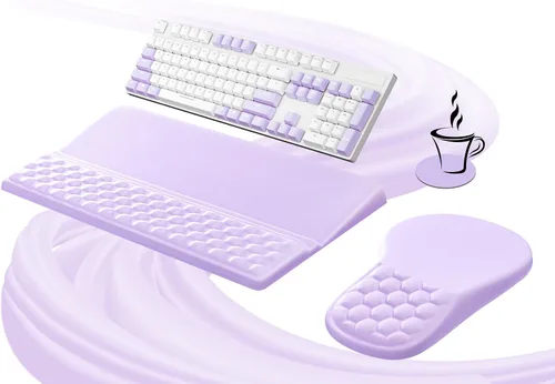 Vista 11 de Ospelelf Conjunto de Reposamuñecas Ergonómico de Alfombrilla para Ratón y Soporte para Teclado, Comodidad con Espuma Viscoelástica, Alivio del Dolor