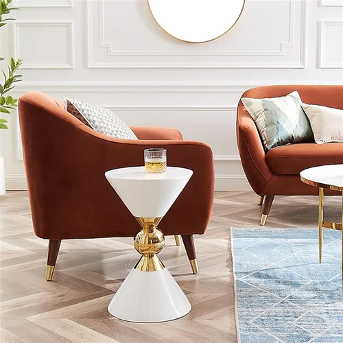 Vista 6 de Mesa auxiliar redonda moderna para sala de estar, sofá, mesa auxiliar pequeña moderna para decoración del hogar, mesa de café, dormitorio, mesita