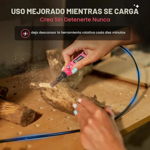 Vista 3 de HARDELL - Mini herramienta giratoria inalámbrica, manualidades para grabado 43pcs ligero bajo ruido, compacto tipo C carga herramienta rotativa