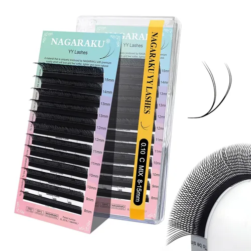 Vista 69 de NAGARAKU YY - Extensiones de pestañas, suministros Y, Lash 4D, Easy Fan, pestañas cruzadas de volumen ruso, pestañas YY, tejidas a mano, malla