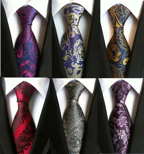 Vista 16 de WeiShang Lote de 6 corbatas clásicas de seda para hombre, corbatas tejidas jacquard Style 29