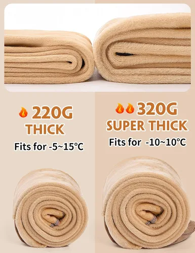 Vista 5 de Yusongirl Mallas con forro polar para mujer, medias translúcidas falsas, cálidas para invierno, leggings térmicos de cintura alta con pies
