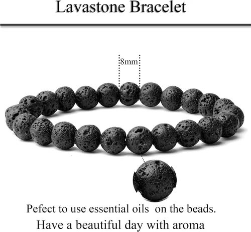 Vista 2 de WRCXSTONE - Pulsera elástica de cuentas de cristal curativo de 8mm.
