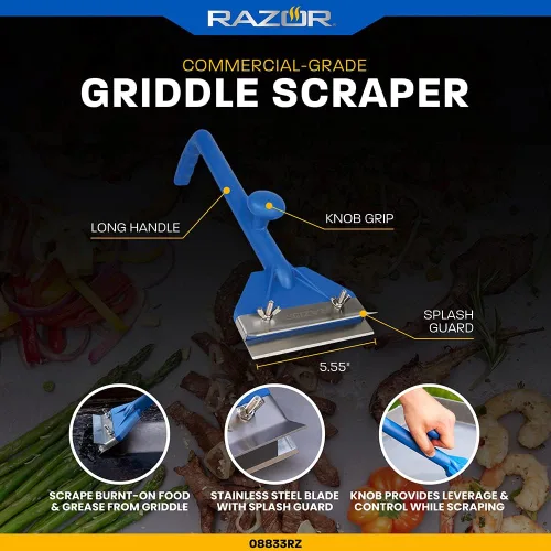Vista 2 de Rascador de plancha de grado comercial Razor con mango de plástico