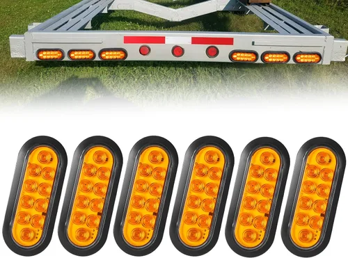 Vista 11 de 2 luces LED ámbar ovaladas para remolque, 6 pulgadas, luces LED ovaladas de parada, intermitentes, luces de freno de remolque lateral, lámpara de 2