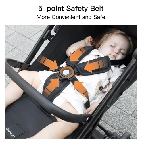 Vista 8 de Gromast Cochecito de bebé plegable compacto, cochecito de viaje ligero para niños pequeños con plegado de un clic, dosel extensible UPF50+