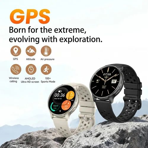 Vista 2 de Yihou Reloj inteligente militar con GPS/brújula/altímetro con linterna 100+ modos deportivos Bluetooth llamada para hombres 1.32 '' Amoled para Negro