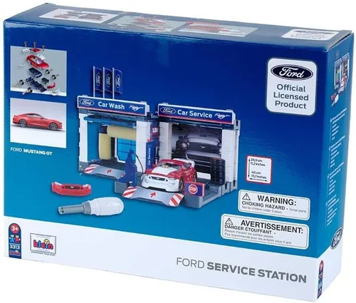 Vista 2 de Klein Estación de servicio Ford con Mustang, juego de juguetes para garaje