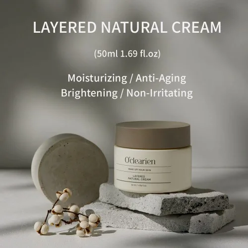Vista 8 de [O'CLEARIEN] Crema facial hidratante para pieles sensibles, antienvejecimiento, calmante y nutritiva con ácido hialurónico, sin parabenos, 1.69