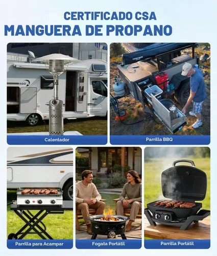 Vista 3 de WADEO Manguera de conexión rápida de propano de 12 pies para RV a parrilla de gas, accesorios de conexión rápida de propano para botella desechable