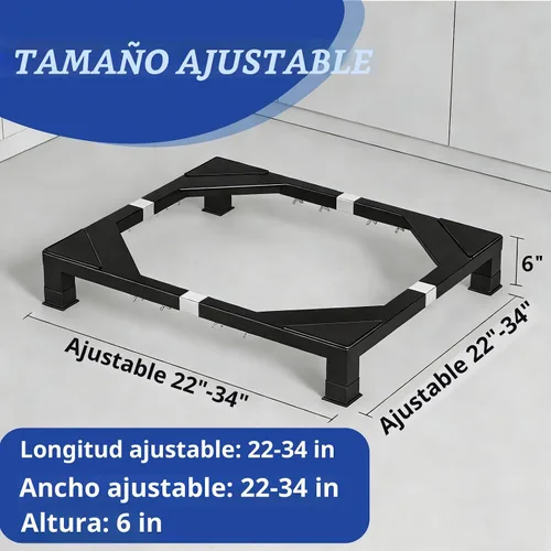Vista 2 de Pedestal de lavandería de acero inoxidable resistente, soporte universal para lavadora y secadora de 6 pulgadas de altura para máquinas de carga