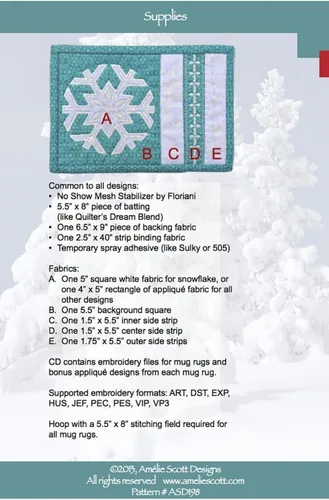 Vista 2 de Winter Mug Rugs ME CD Pattern 4 unidades (paquete de 1)