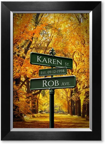 Vista 128 de IPIC - Personalized Framed Canvas with Custom Street Sign in Boston Personalized Street Signs with Names, Custom Canvas Print, Boston Sunset