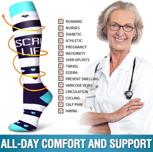 Vista 6 de Paquete de 6calcetines de compresión, con cobre, para mujeres y hombres, el mejor apoyo para médicos, correr, enfermería, atletismo