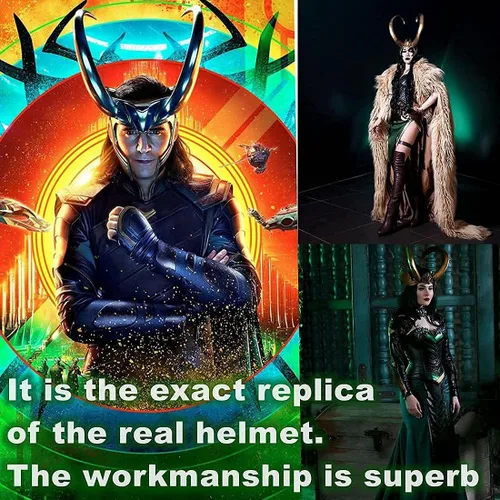 Vista 6 de CAFELE Superhero Helmet Detachable Horns Movie Thor Ragnarok Norse Mythology Mask Cosplay Adult Halloween Costume Party Props