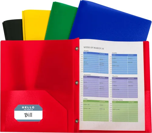 Vista 21 de Portafolios de poliéster pesado con dos compartimentos, de C-Line, Colores Variados Paquete de 10